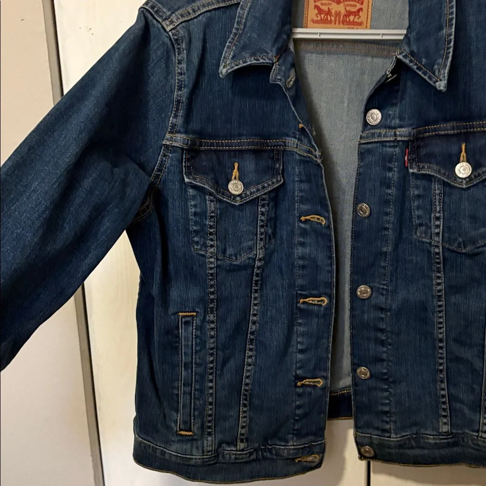 Levi's Dark Blue Denim Jacket Size L - Picture 3 of 12